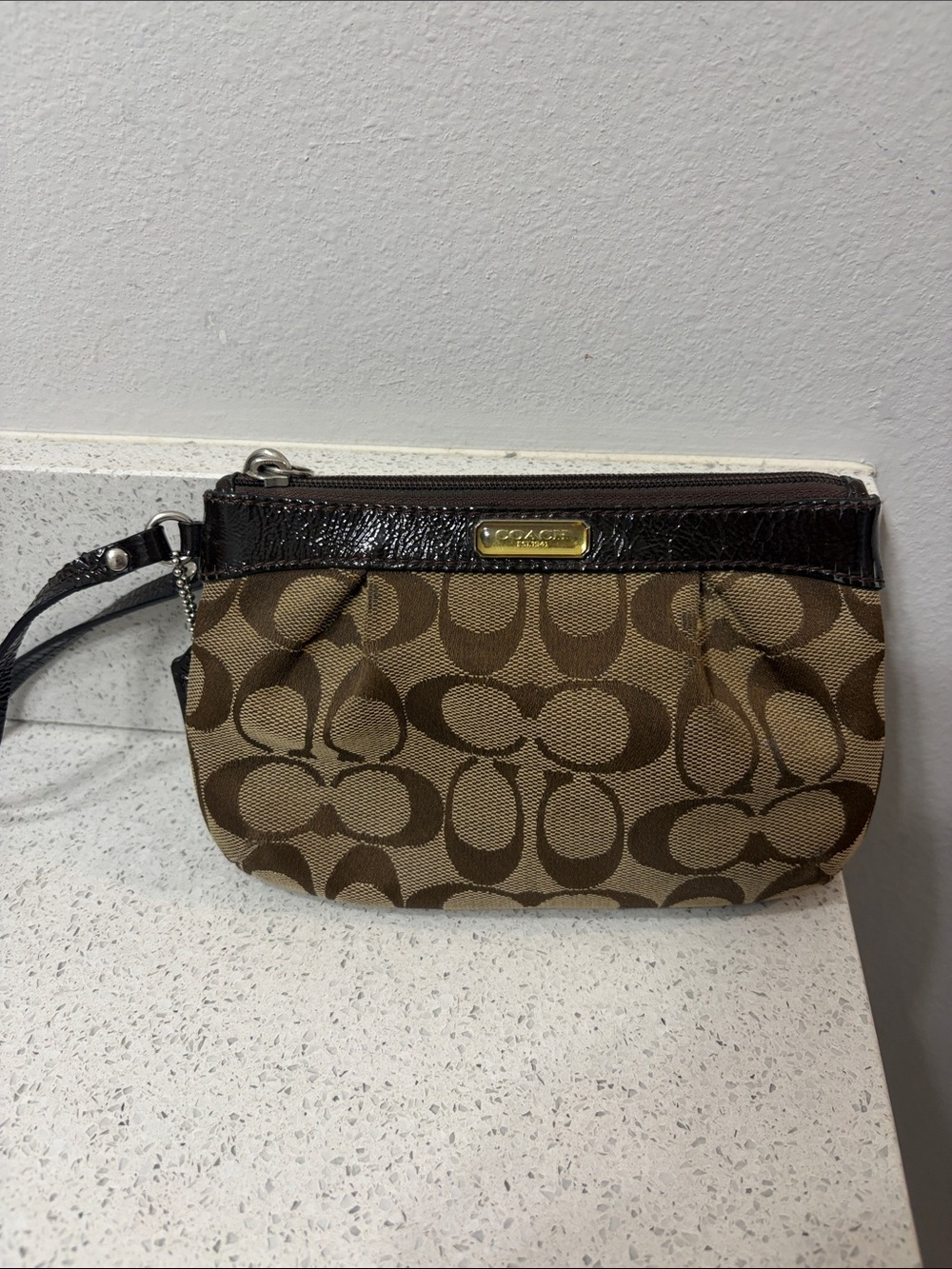 Coach Brown Signature Wristlet